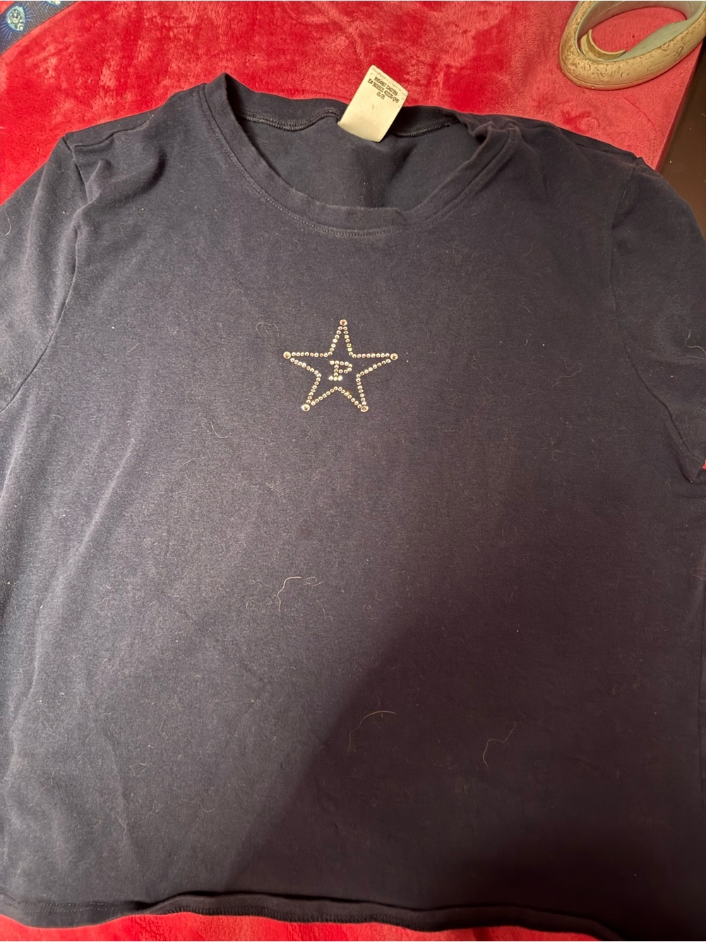 PINK Victoria's Secret Navy Short-Sleeve Tee with Rhinestone Star